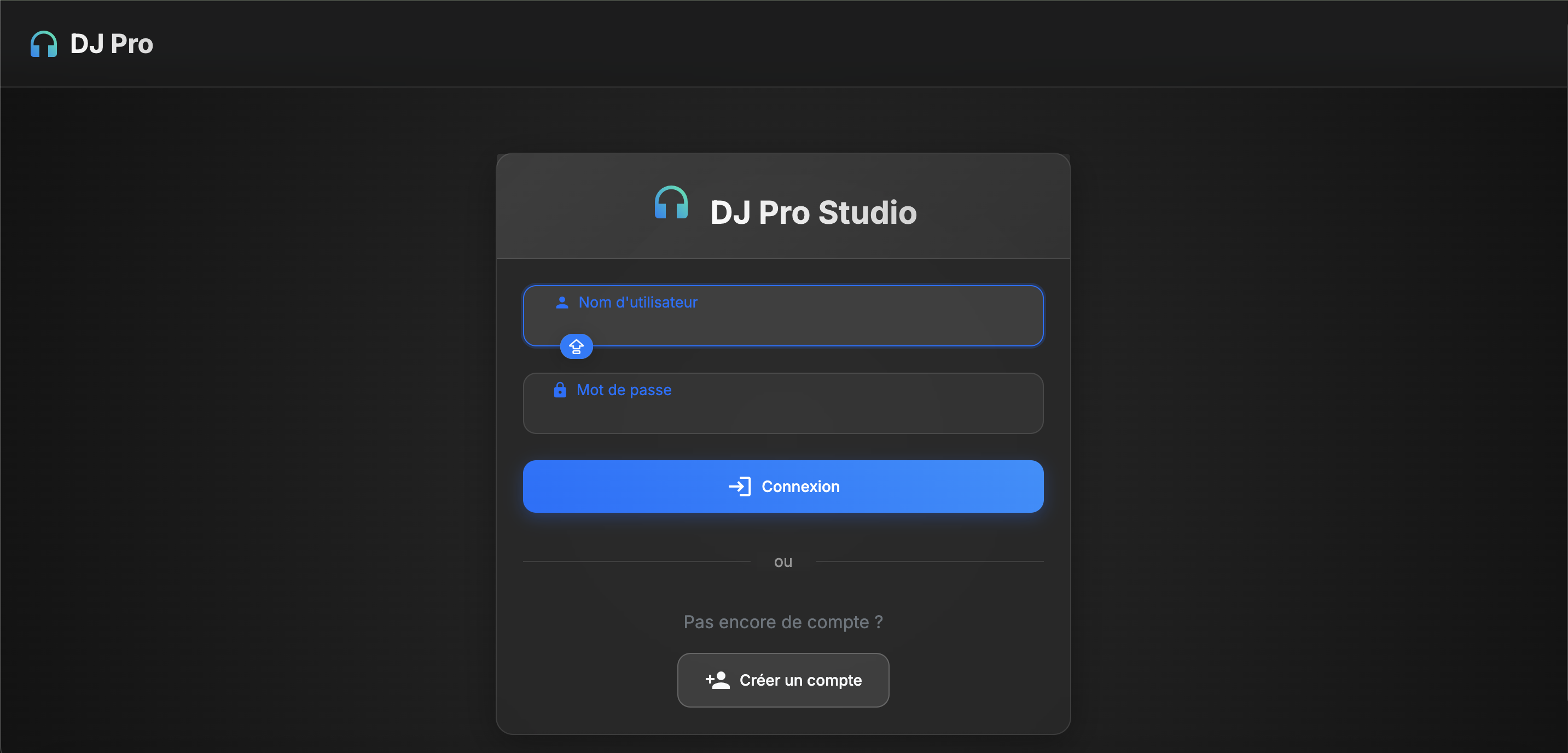 Login page